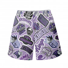 NBA Sacramento Kings Beach Shorts Swim Pants Swimming Trunks - Sacramento Kings Mania College Logo