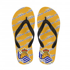 Real Sociedad Flip Flops Thongs V-Strap Sandals - Sociedad Football Club Medley Monogram Wordmark