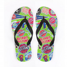 NBA Detroit Pistons Flip Flops Thongs V-Strap Sandals - Detroit Pistons Mania College Logo