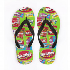 Skittles Flip Flops Thongs V-Strap Sandals - Skittles Mania Collage Logo