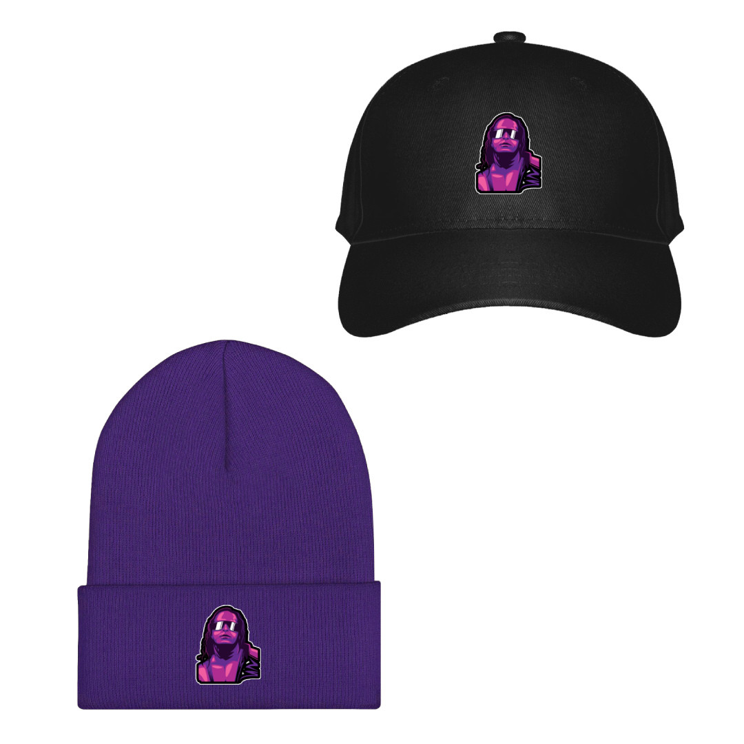 WWE Bret Hart Baseball Cap Beanie Hat - Bret Hart Wpap Pop Art Purple
