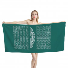 F1 Formula One Aston Martin Bath Beach Towel - Aston Martin Word Art On Green Background