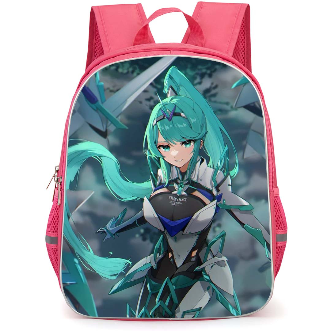 Xenoblade Pneuma Backpack StudentPack - Xenoblade Pneuma With Long Blonde Hair Anime Art Poster