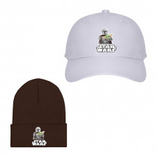 Star Wars Mandalorian Baseball Cap Beanie Hat - Mandalorian Holding Baby Yoda Illustration