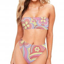 Burga Art Pattern Bandeau Bikini Two Piece Women's Swimsuit - Burga Roller Disco Art Poster