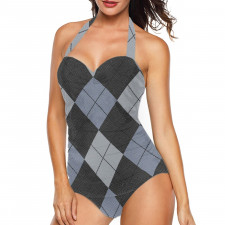 Burga Art Pattern Tankini Halter One Piece Women's Swimsuit - Burga Trouble Pattern Art Poster