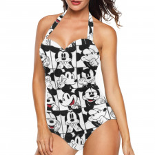 Mickey And Minnie Mickey Tankini Halter One Piece Women's Swimsuit - Mickey Collage Expressions