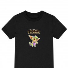 League of Legends Gnar Tee Shirt T-Shirt Short Sleeve - Gnar Dino Chibi Art