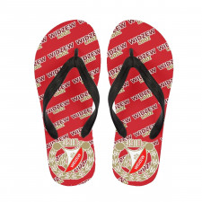 Widzew Lodz Flip Flops Thongs V-Strap Sandals - Lodz Football Club Medley Monogram Wordmark
