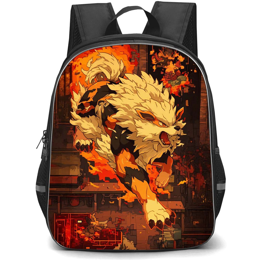 Pokemon Arcanine Backpack StudentPack - Arcanine Walking Poke City Background
