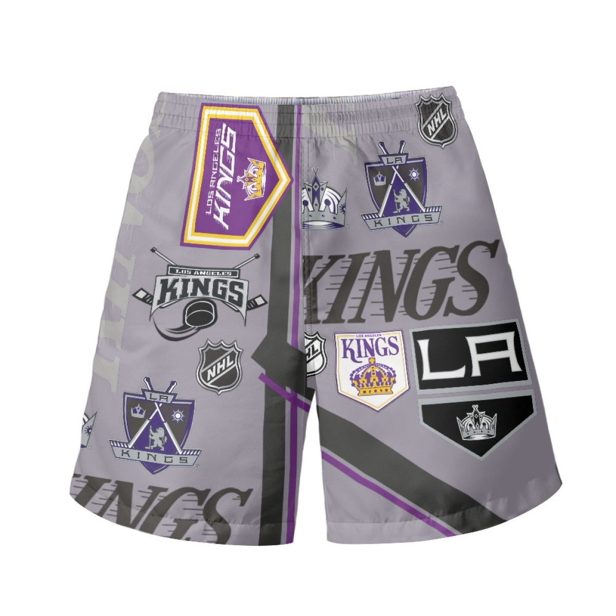 NHL Los Angeles Kings Beach Shorts Swim Pants Swimming Trunks - Los Angeles Kings Mania Collage Logo