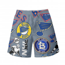 NHL St. Louis Blues Beach Shorts Swim Pants Swimming Trunks - St Louis Blues Mania Collage Logo