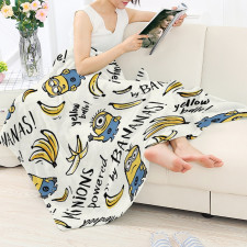 Minions Blanket Throw - Minions Bananas Pattern Art On Cream Background