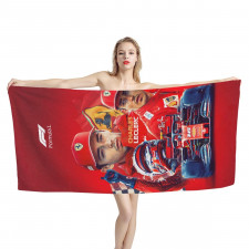 F1 Formula One Charles Leclerc Bath Beach Towel - Charles Leclerc F1 Season In Ferrari Poster Red Background