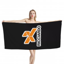 F1 Formula One Daniel Ricciardo Bath Beach Towel - Daniel Ricciardo Logo On Black Background