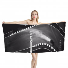 F1 Formula One Bath Beach Towel - F1 Formula One Gayscale Speed Poster