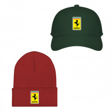 Ferrari Baseball Cap Beanie Hat - Ferrari Logo Sticker