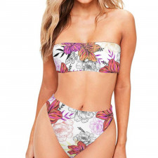 Floral Pattern Art Bandeau Bikini Two Piece Women's Swimsuit - Floral Pattern Artful Pattern Art Poster