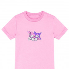 Sanrio Melody And Kuromi Tee Shirt T-Shirt Short Sleeve - Melody And Kuromi Holding Heart Sticker