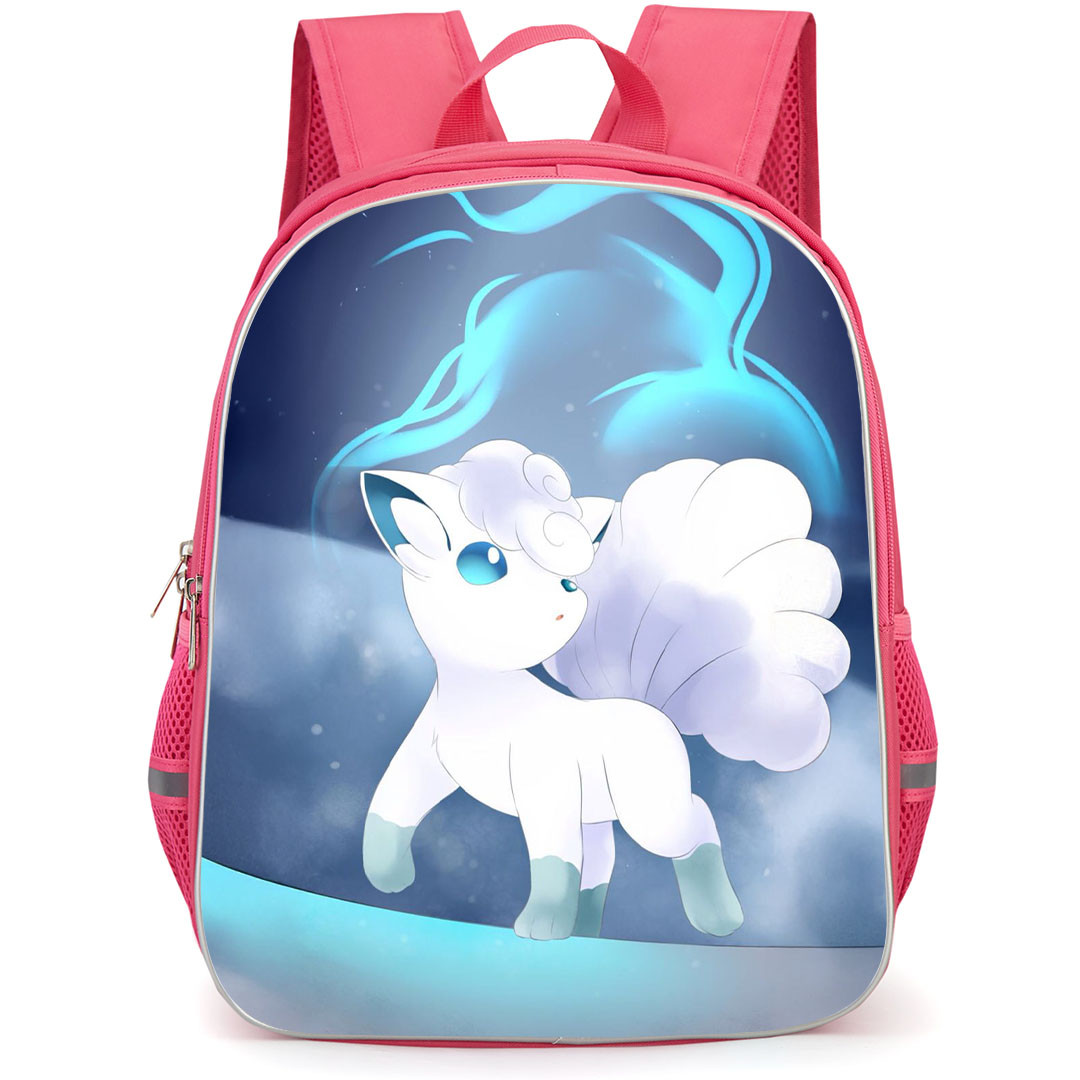 Pokemon Alolan Vulpix Backpack StudentPack - Pokemon Walking Blue Flares Background