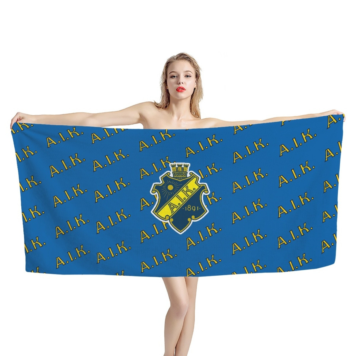 AIK Fotboll Bath Beach Towel - AIK Football Club Medley Monogram Wordmark