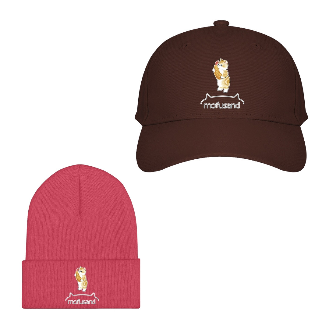 Mofusand Baseball Cap Beanie Hat - Mofusand Holding Tempura Shrimp