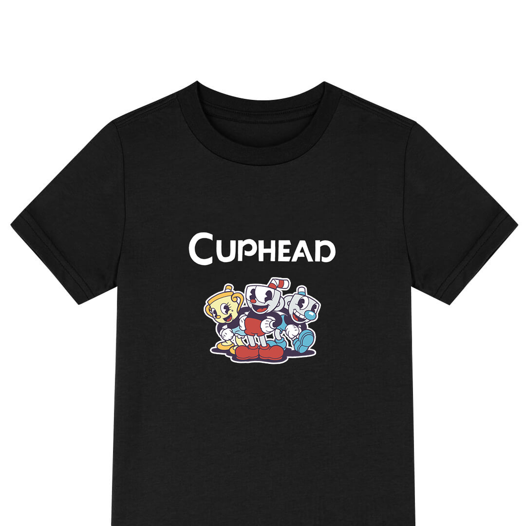 Cuphead Group Tee Shirt T-Shirt Short Sleeve - Cuphead Mugman Ms Chalice Characters Art