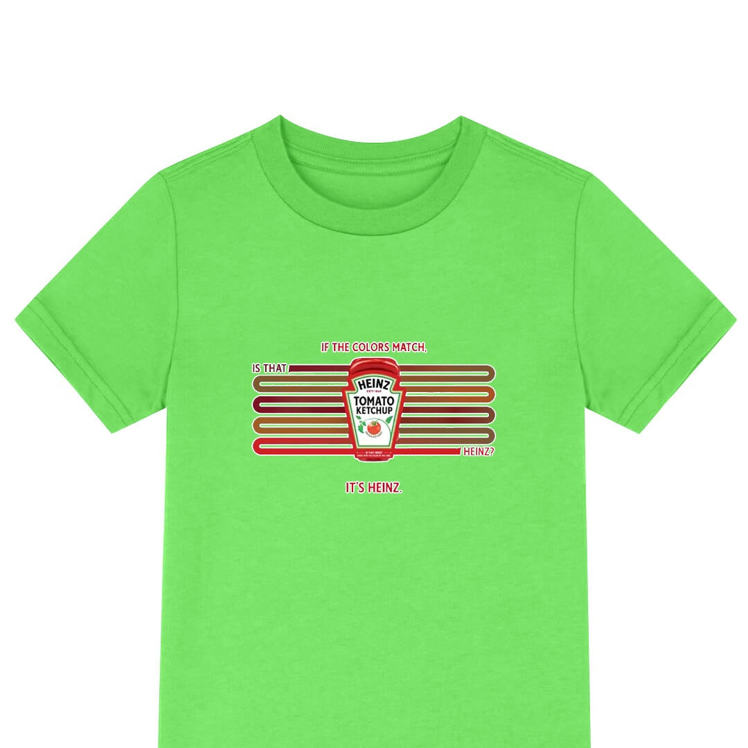 Heinz Tee Shirt T-Shirt Short Sleeve - Heinz Ketchup Label On White Background