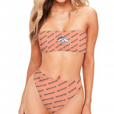 NFL Denver Broncos Bandeau Bikini Two Piece Women's Swimsuit - Denver Broncos Medley Monogram Wordmark