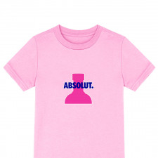 Absolut Vodka Tee Shirt T-Shirt Short Sleeve - Absolut Vodka Logo On Pink Bottle Yellow Background