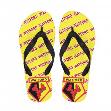 Watford FC Flip Flops Thongs V-Strap Sandals - Watford Football Club Medley Monogram Wordmark