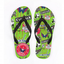 NHL Washington Capitals Flip Flops Thongs V-Strap Sandals - Washington Capitals Mania Collage Logo