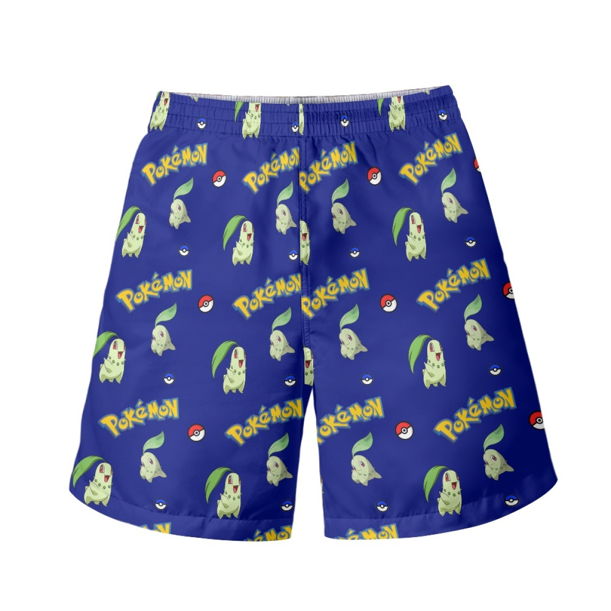 Pokemon Chikorita Beach Shorts Swim Pants Swimming Trunks - Chikorita Character Series Art