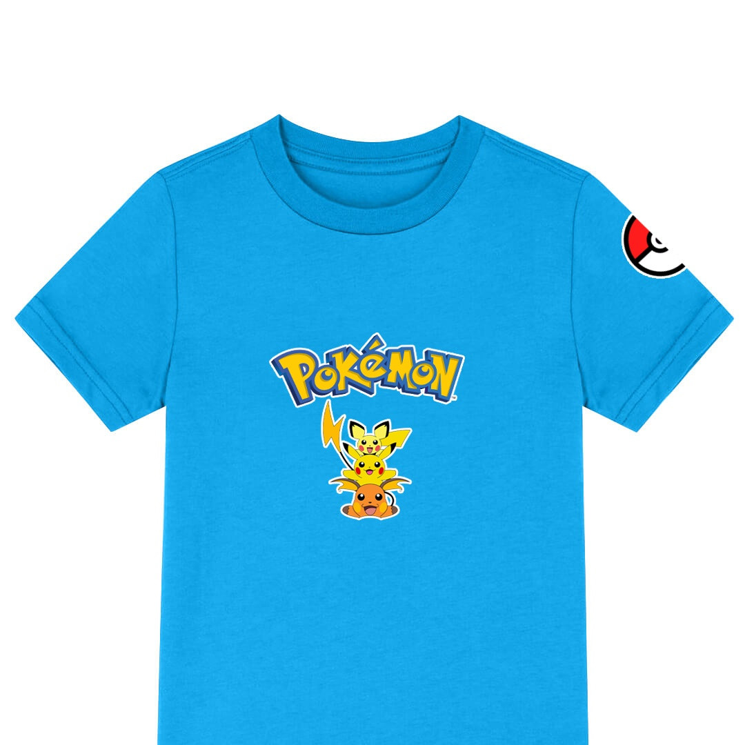 Pokemon Tee Shirt T-Shirt Short Sleeve - Pichu Pikachu Raichu Evolution Cartoon Art Series