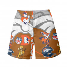 NFL Denver Broncos Beach Shorts Swim Pants Swimming Trunks - Denver Broncos Mania Collage Logo