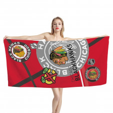 NHL Chicago Blackhawks Bath Beach Towel - Chicago Blackhawks Mania Collage Logo