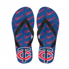 MLB Minnesota Twins Flip Flops Thongs V-Strap Sandals - Minnesota Twins Medley Monogram Wordmark