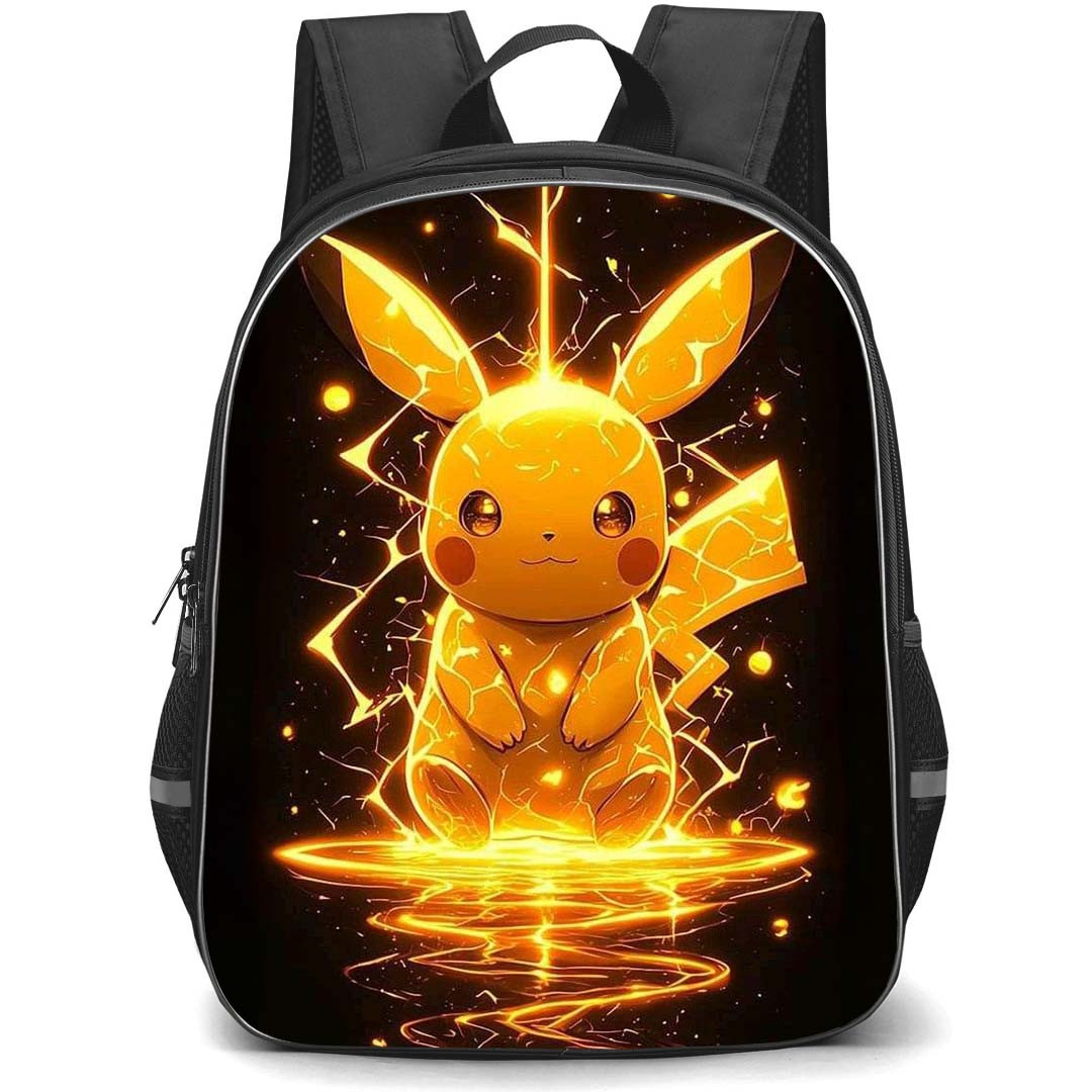 Pokemon Pikachu Backpack StudentPack - Pikachu Gold Sparkle Black Background
