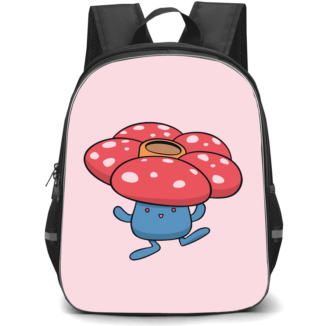 Pokemon Vileplume Backpack StudentPack - Vileplume Chibi Art On Pink Background