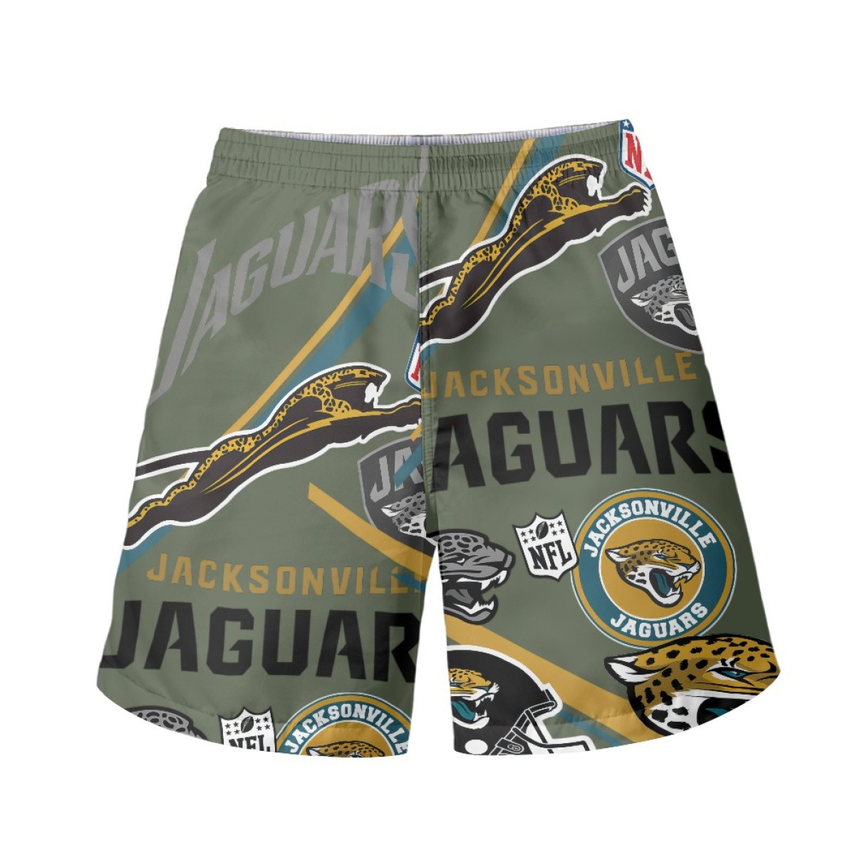 NFL Jacksonville Jaguars Beach Shorts Swim Pants Swimming Trunks - Jacksonville Jaguars Mania Collage Logo