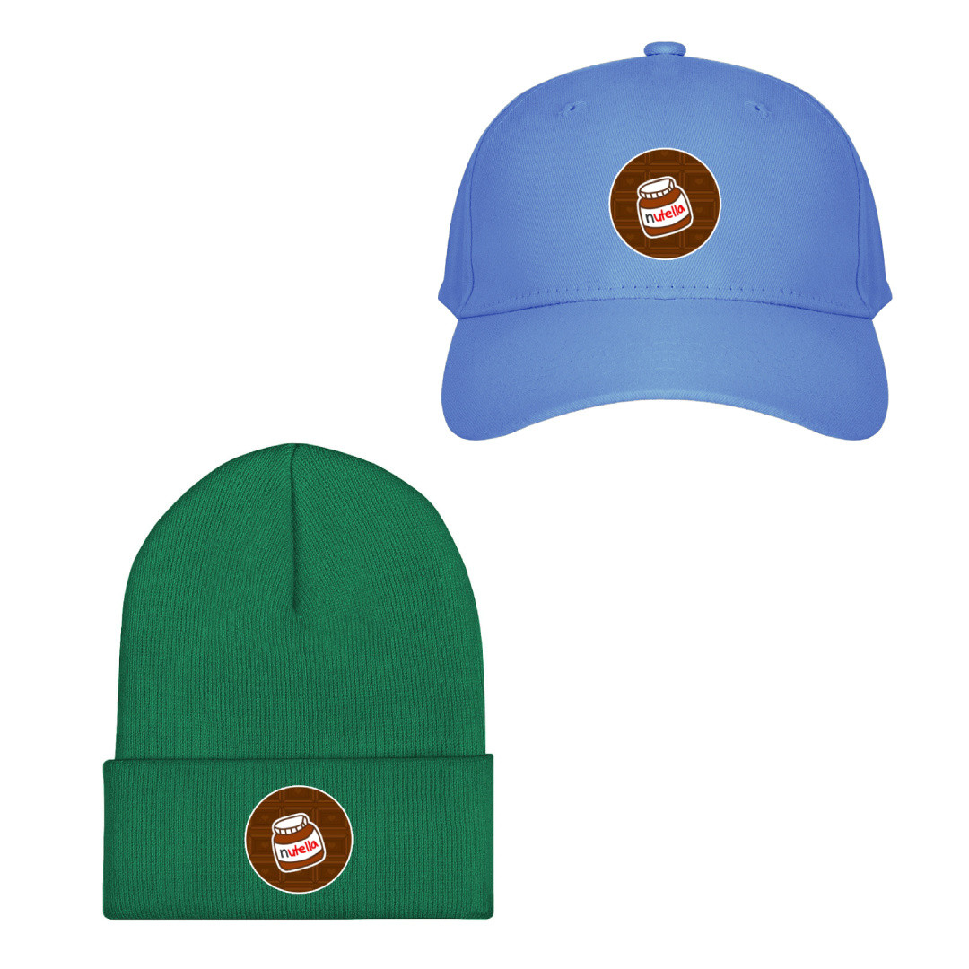 Nutella Baseball Cap Beanie Hat - Nutella Jar Illustration On Circle Brown Background