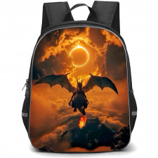 Pokemon Charizard Backpack StudentPack - Charizard Silhouette Solar Eclipse Background