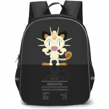 Pokemon Meowth Backpack StudentPack - Meowth Chibi Gray Background