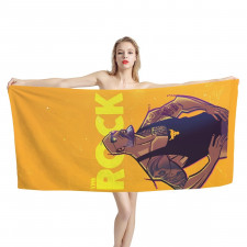 WWE The Rock Bath Beach Towel - The Rock Side Portrait Cartoon Art