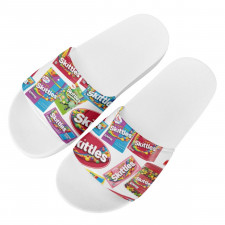 Skittles Slides Pool Slider Slide On Sandals - Skittles Mania Collage Logo