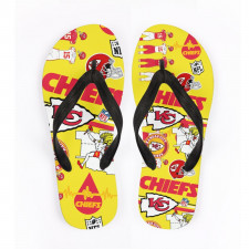 NFL Kansas City Chiefs Flip Flops Thongs V-Strap Sandals - Kansas City Chiefs Mania Collage Logo