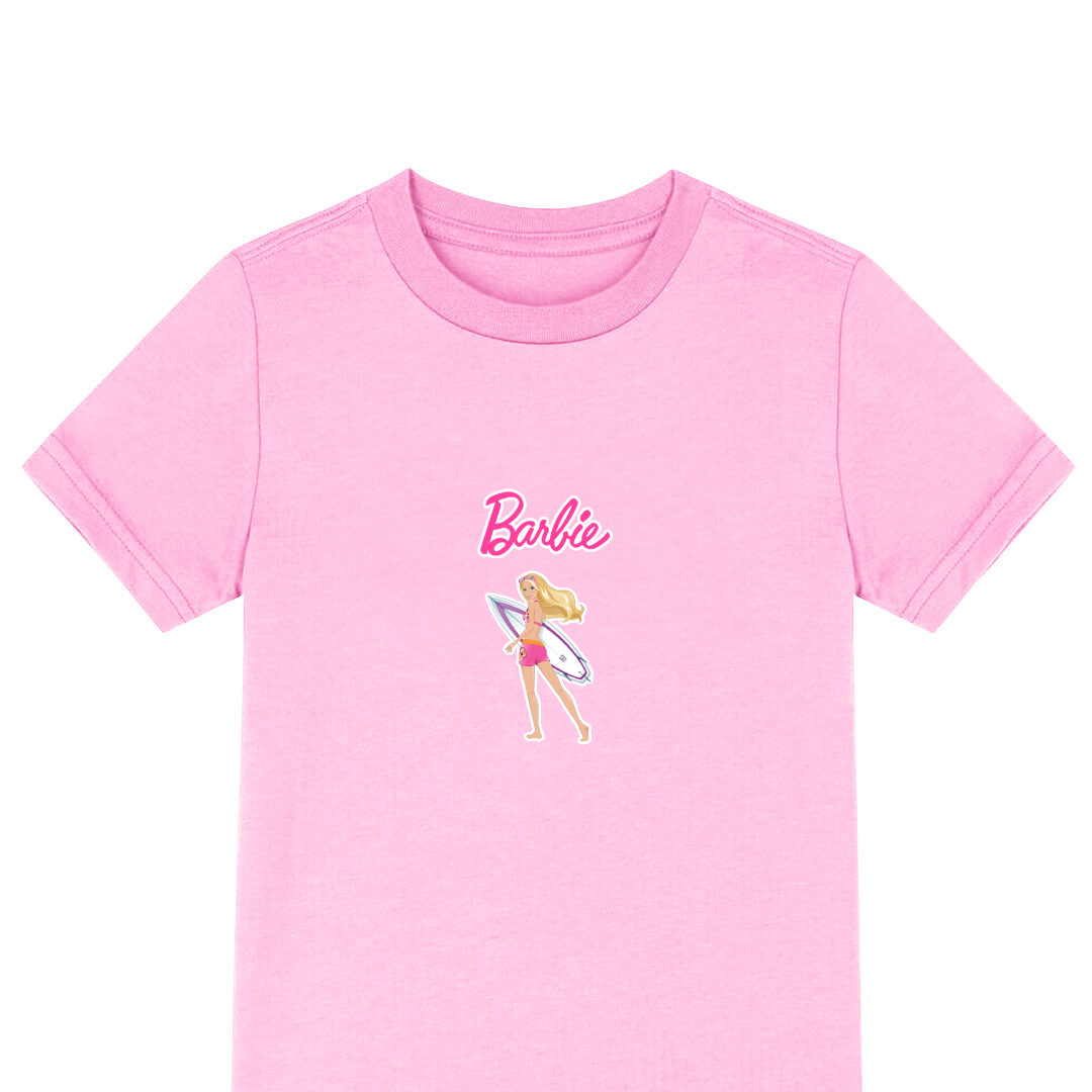 Barbie Tee Shirt T-Shirt Short Sleeve - Barbie With Surf Board