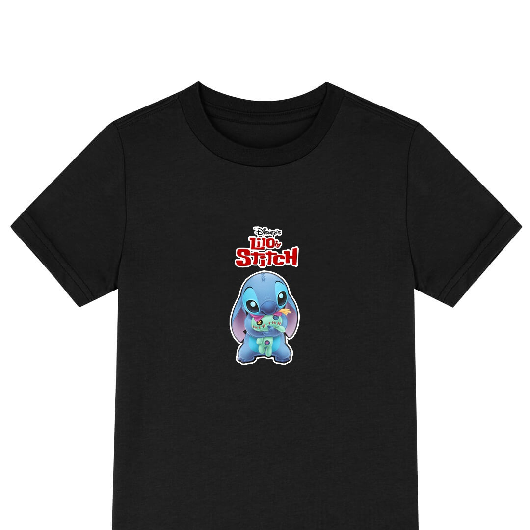 Lilo & Stitch Tee Shirt T-Shirt Short Sleeve - Stitch Hugging Scrump