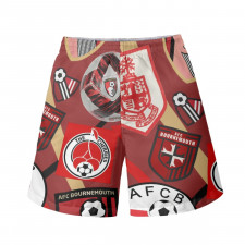 AFC Bournemouth Football Club Beach Shorts Swim Pants Swimming Trunks - AFC Bournemouth Football Club Mania Collage Logo
