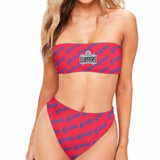 NBA Los Angeles Clippers Bandeau Bikini Two Piece Women's Swimsuit - Los Angeles Clippers Medley Monogram Wordmark